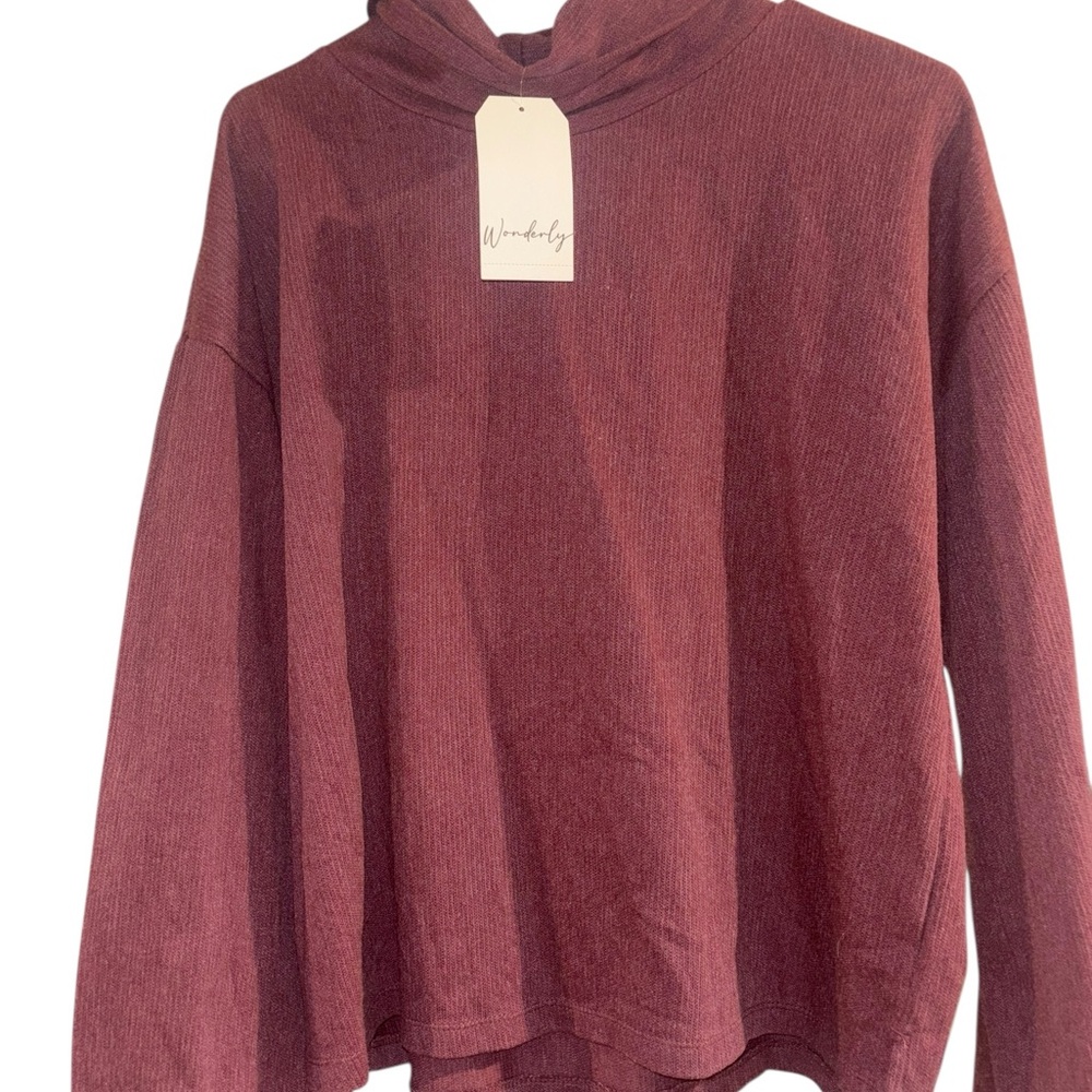 Wonderly Cowl Neck Knit Pullover XL Burgundy NWT